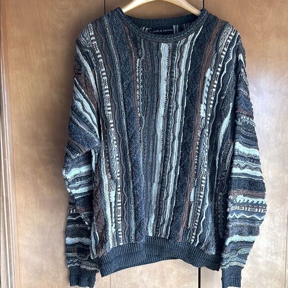 Croft and Barrow Coogi Sweater Mocha Mousse brown tones grey cuffs XLT - Picture 7 of 17
